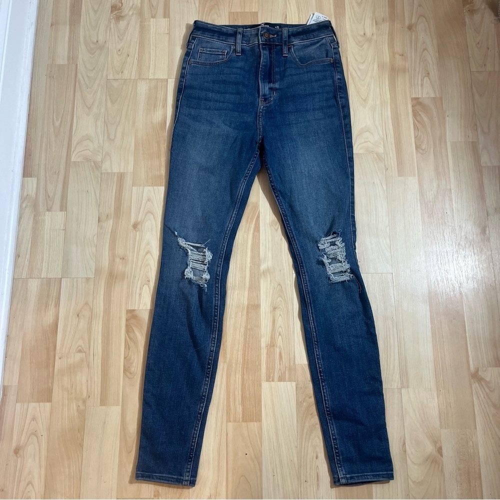 Holister Classic‎ Ultra High Rise Blue Distressed Women Skinny Jeans Size 1/25